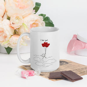 I love you! (ballons) - White glossy mug