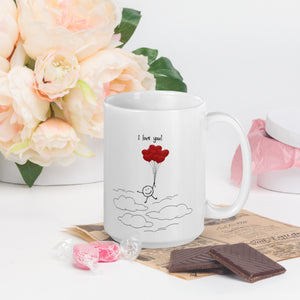 I love you! (ballons) - White glossy mug