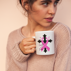 Breast Cancer - Faith over Fear - White Ceramic 11 oz. Coffee mug