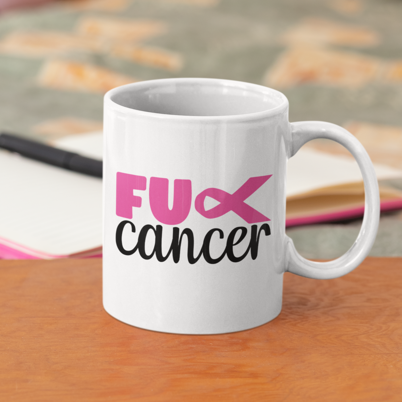 Breast Cancer (F&ck) - White Ceramic 11 oz. Coffee mug