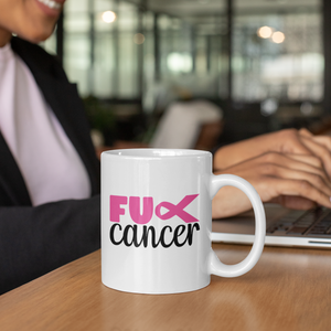 Breast Cancer (F&ck) - White Ceramic 11 oz. Coffee mug