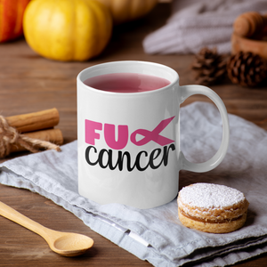 Breast Cancer (F&ck) - White Ceramic 11 oz. Coffee mug