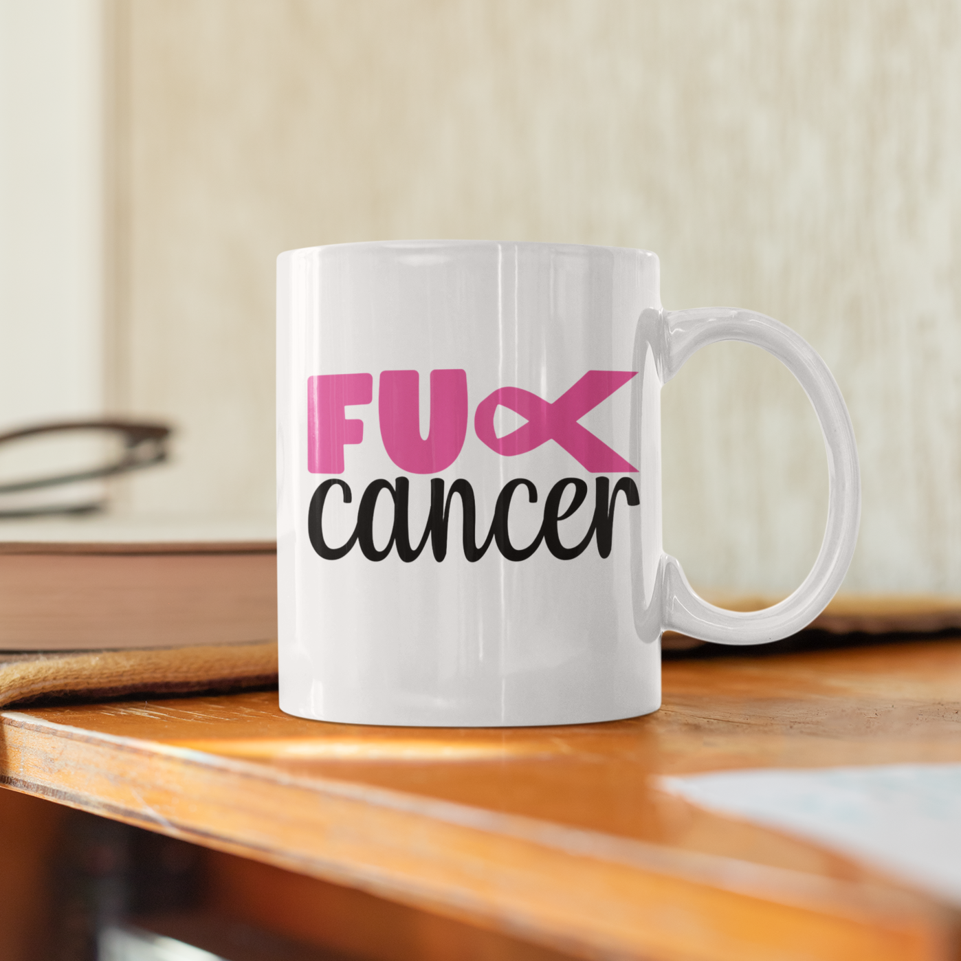 Breast Cancer (F&ck) - White Ceramic 11 oz. Coffee mug