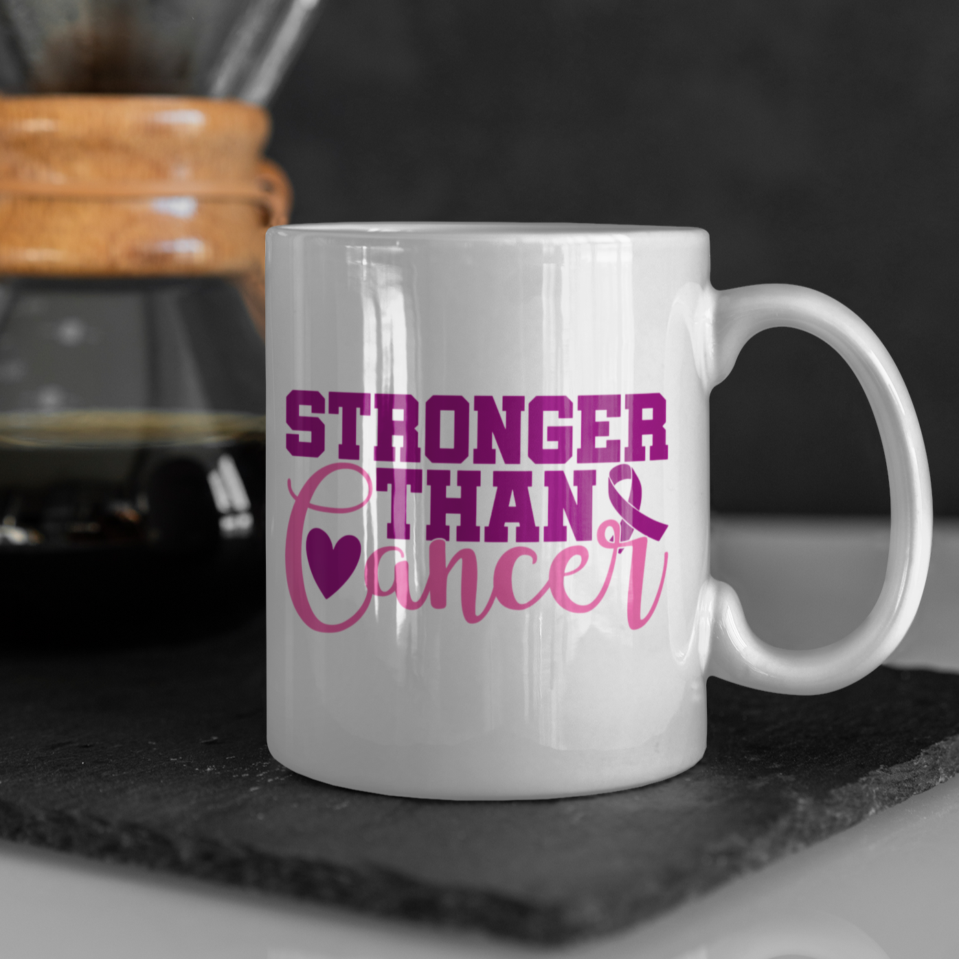 Breast Cancer Stronger - White Ceramic 15 oz. Coffee mug