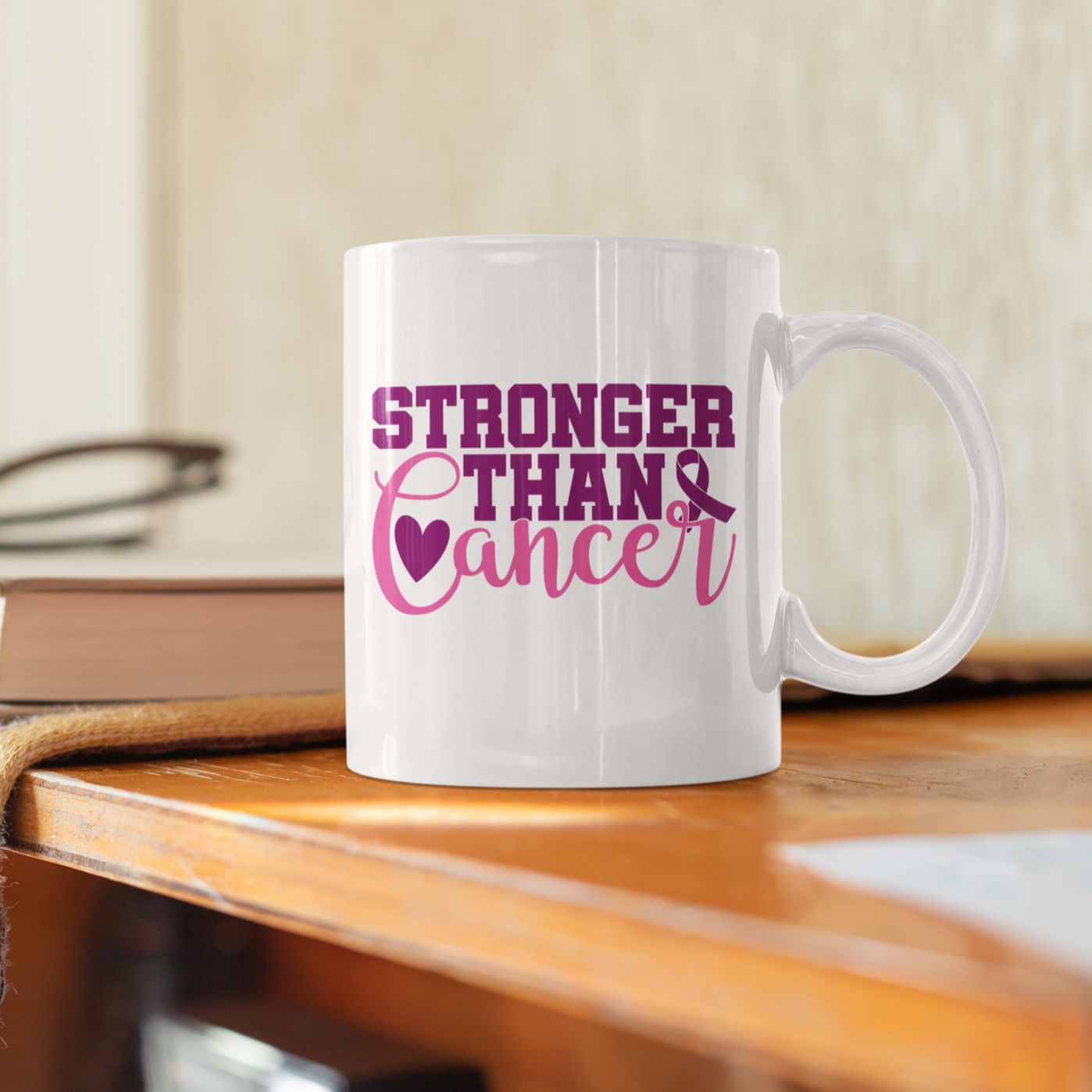 Breast Cancer Stronger - White Ceramic 15 oz. Coffee mug