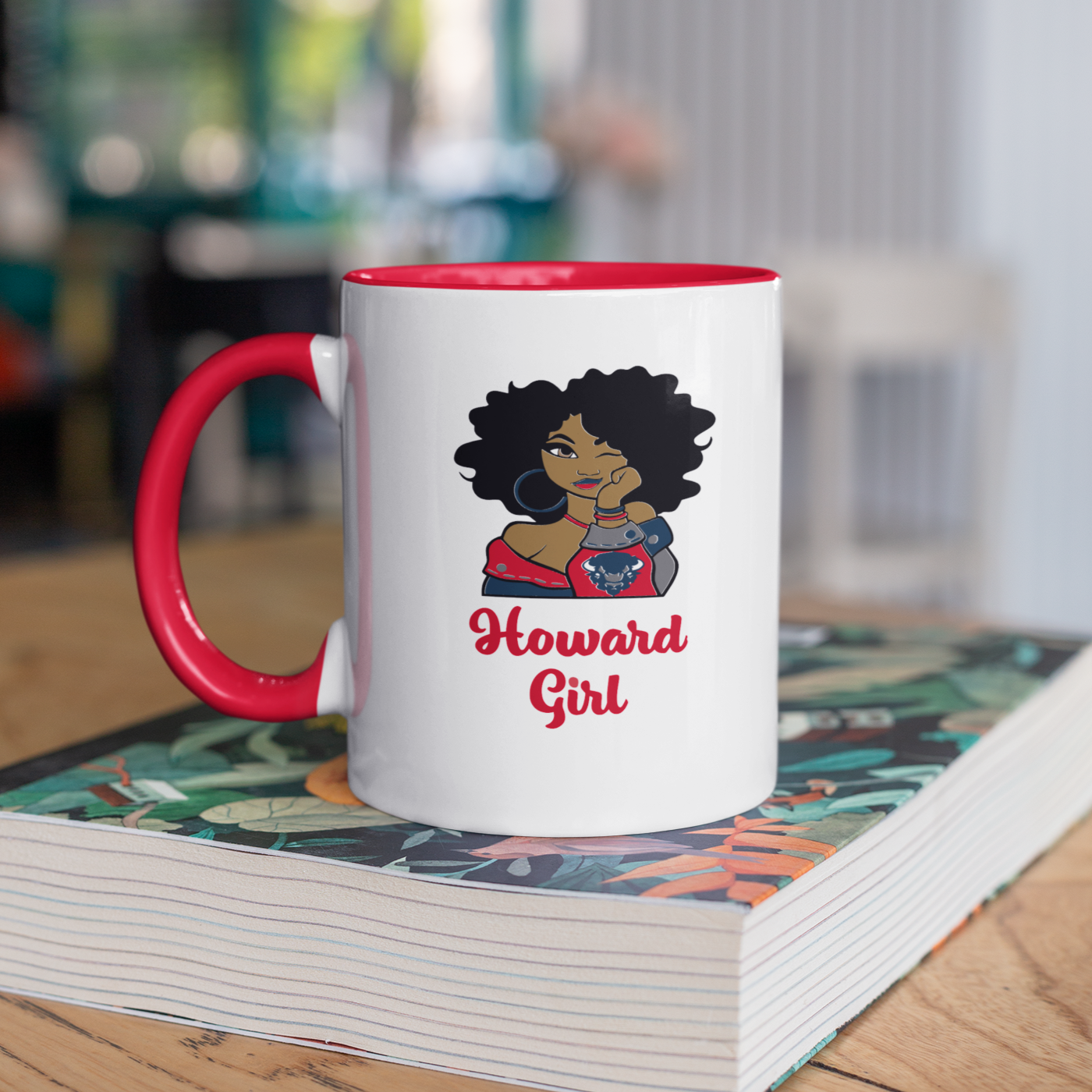 HU Girl - White with Colored Inside and Handle 15 oz. Coffee mug