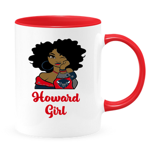 HU Girl - White with Colored Inside and Handle 15 oz. Coffee mug