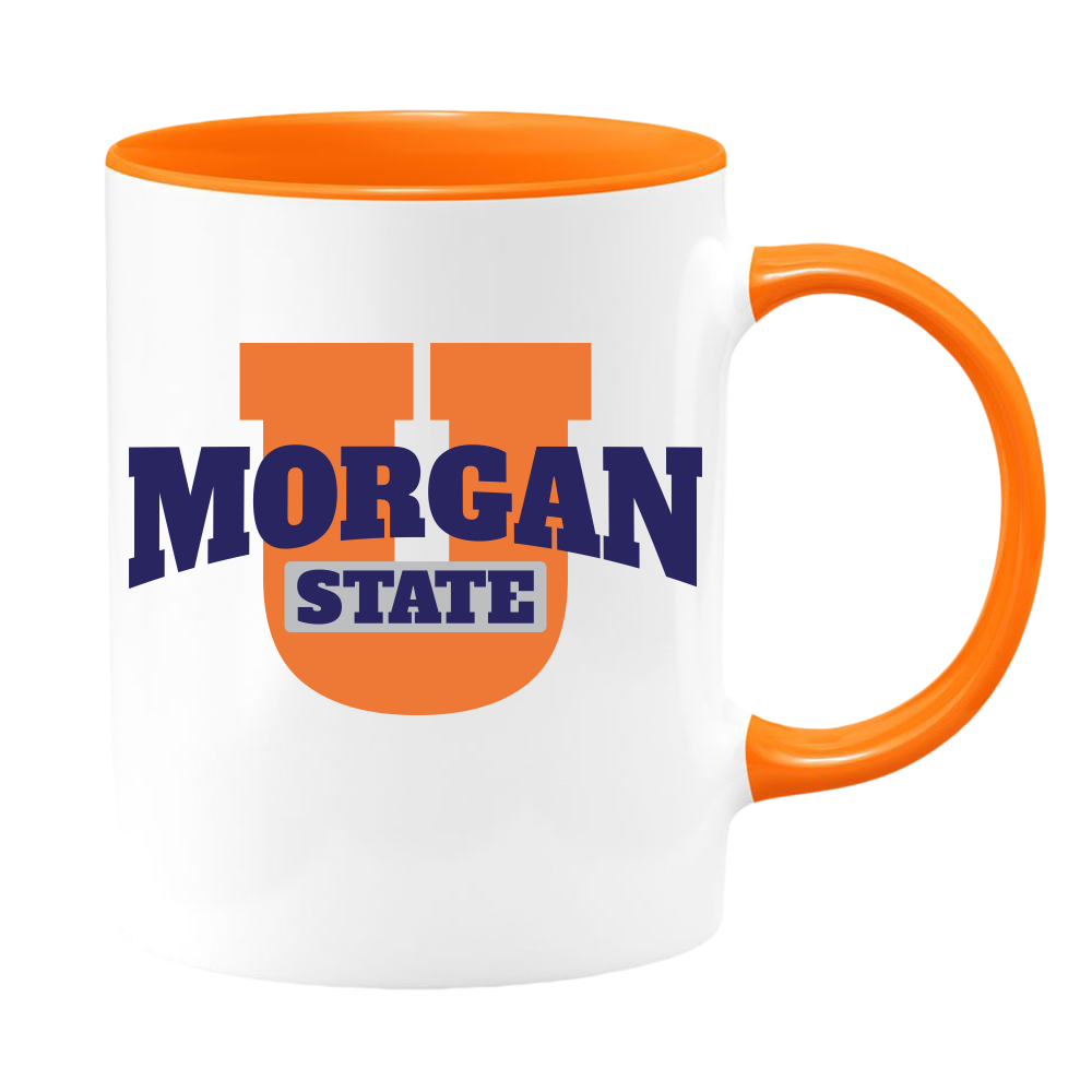 Morgan U (2) - White with Colored Inside and Handle 15 oz. Coffee mug